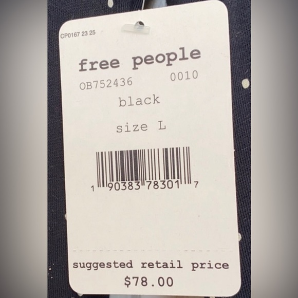 💫 FREE PEOPLE What A Babe Top Black with White Polka Dot Bell Sleeve Blouse NWT - Picture 5 of 15